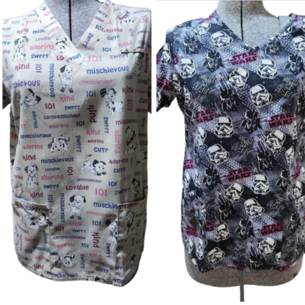 Disney Scrub Top Lot • Women’s Medium • Star Wars + 101 Dalmatians